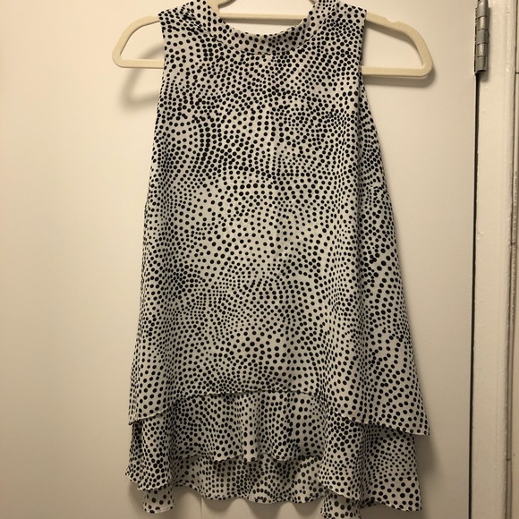 Polka Dot Sleeveless Ruffle Blouse - Picture 1 of 2